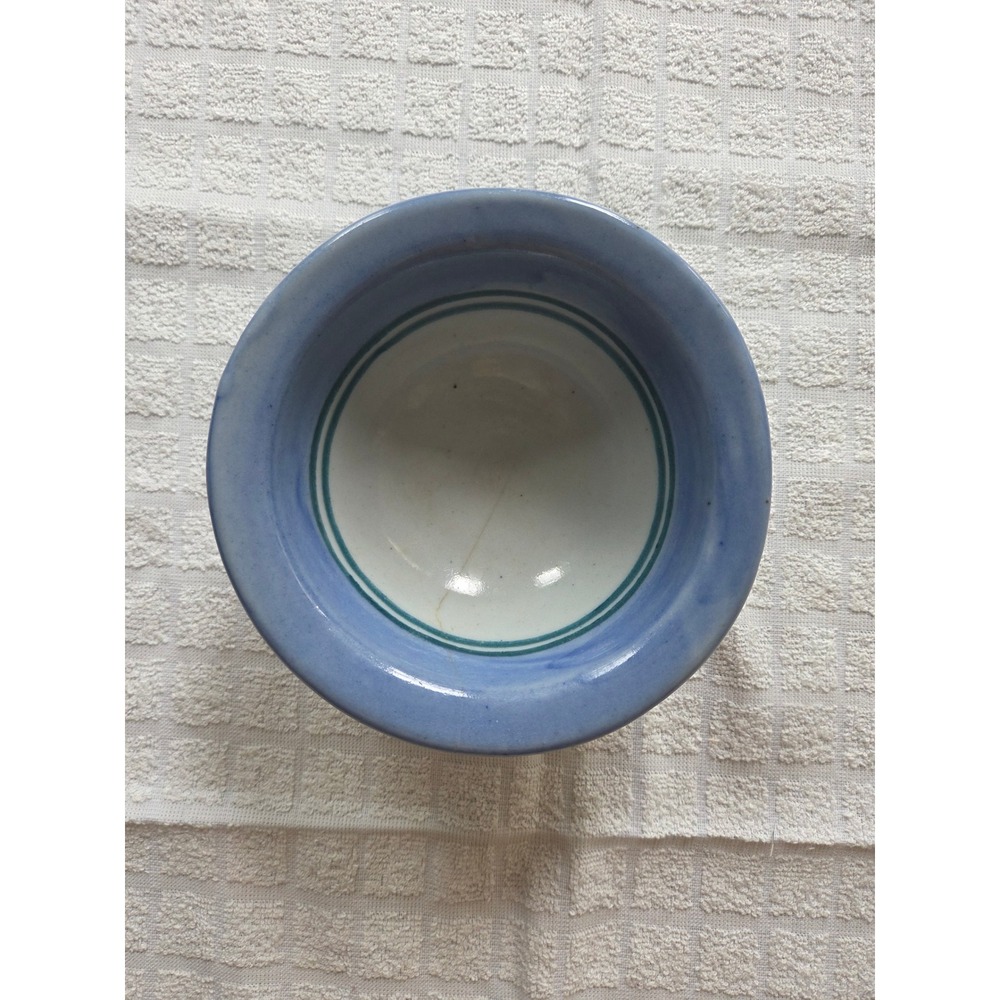 Vtg Mason & Holder Pottery Blue Glazed Bowl Handmade Stoneware MH 6.25 Inch